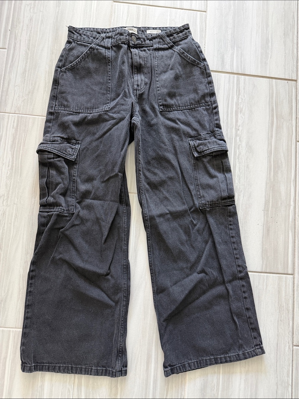 Cotton On Black Wide Leg Cargo Jeans